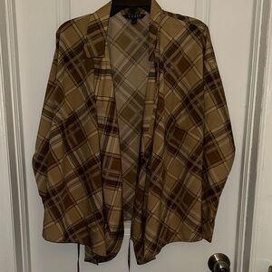 Polo by Ralph Lauren Tan and Brown Plaid Lightweight Shirt Jacket